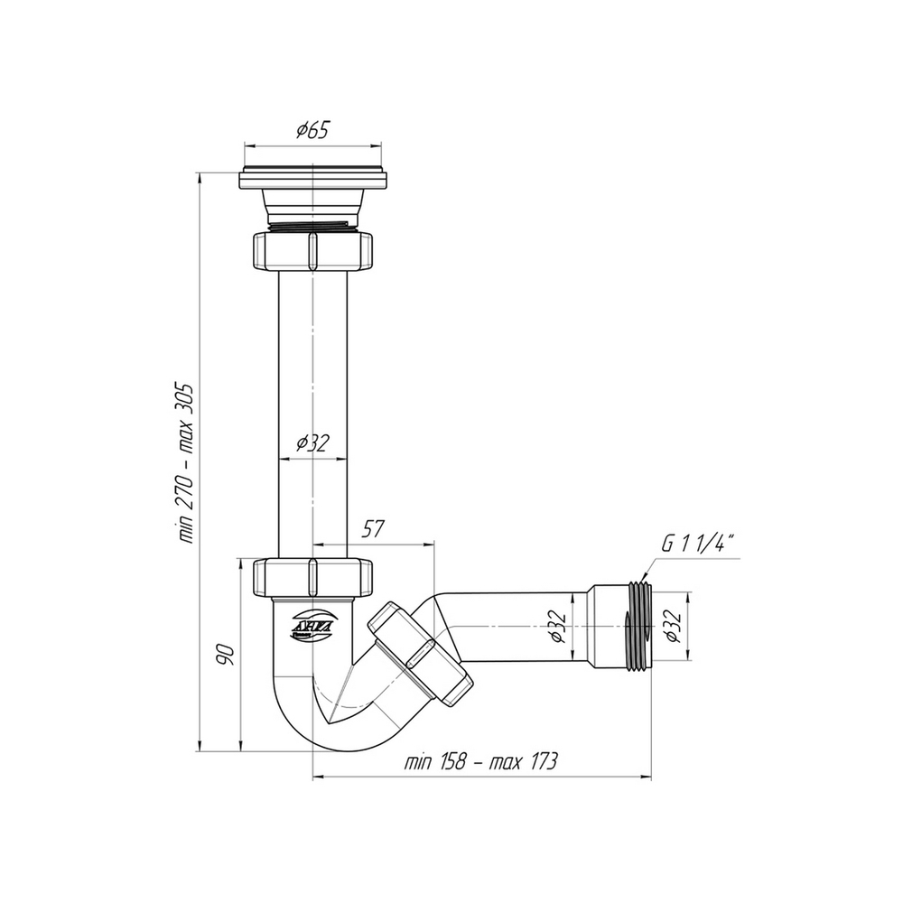 Сифон для биде 1 1/4*32  BD1000 АНИ пласт