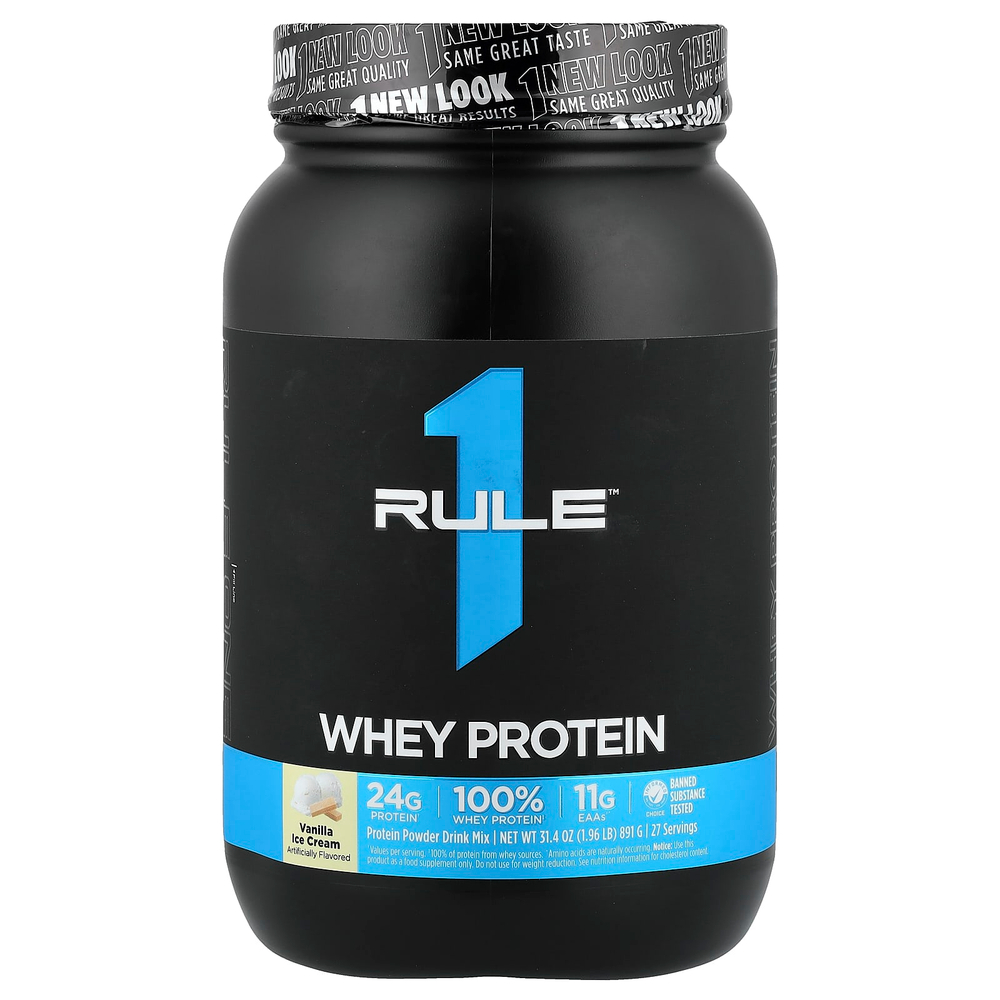 Rule One Proteins, сывороточный протеин, со вкусом ванильного мороженого, 891 г (1,96 фунта)