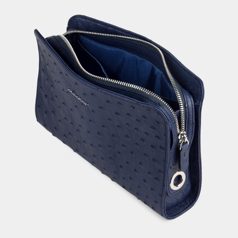 Сумка Emilie из кожи страуса, синего цвета