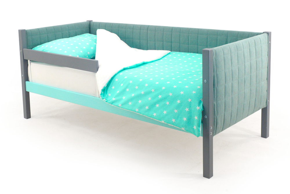 Детская кровать-тахта мягкая Бельмарко Svogen графит-мятный