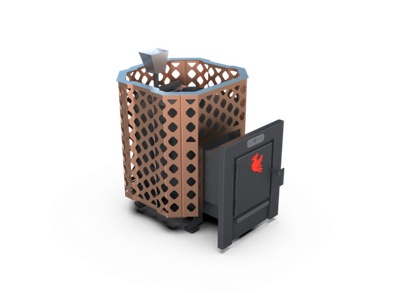 Банная печь Душа- 15 Сетка Ремейк Закрытая Каменка