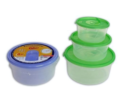 Набор контейнеров 0,4+0,8+1,6л 3шт "Смайл" круглые с клапаном