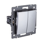 Выключатель 2-клавишный 10А/250В, изогнутый, серый Kollinger REA-R-007GY для Aspekt, Eleganz, Reflex