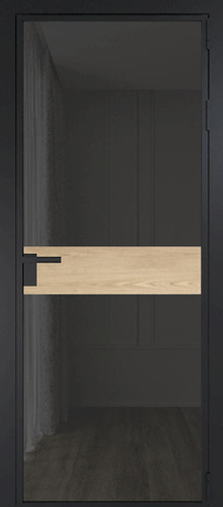 Межкомнатная дверь 6AG стекло тонированное (800x2300, Черный матовый, вставка Каштан натуральный)