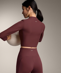 Oysho Футболка с длинными рукавами Comfortlux, бордовый