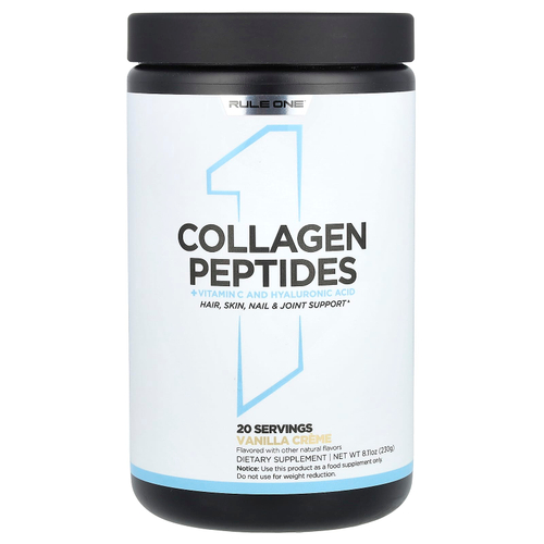 Rule One Proteins, пептиды коллагена с витамином C и гиалуроновой кислотой, ванильный крем, 230 г (8,11 унции)