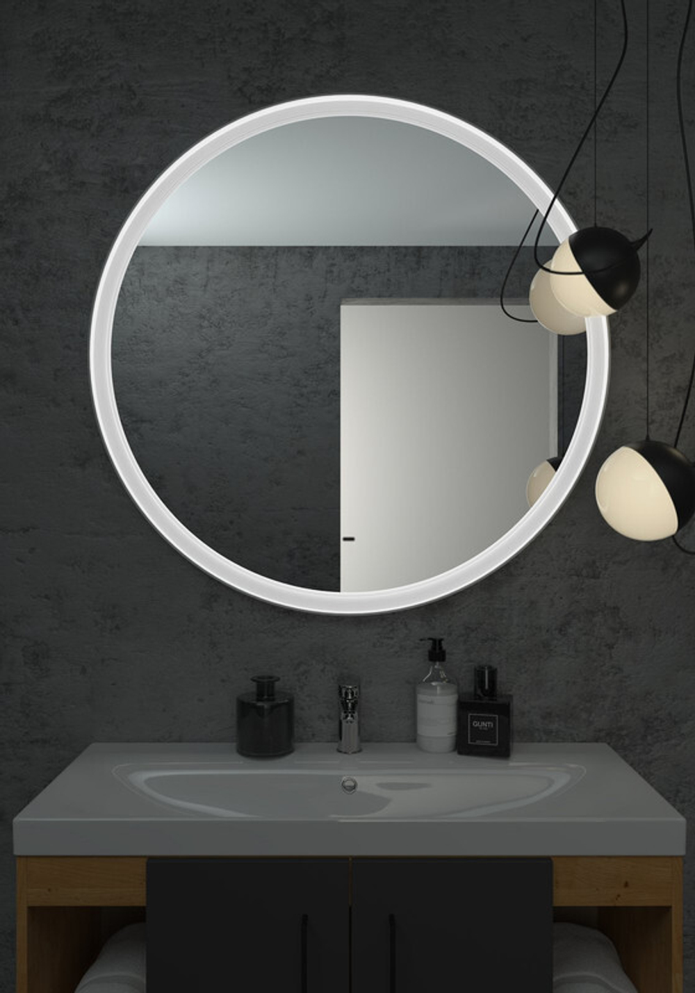 Зеркало "Planet white Led" D 1000 с бесконтактным сенсором