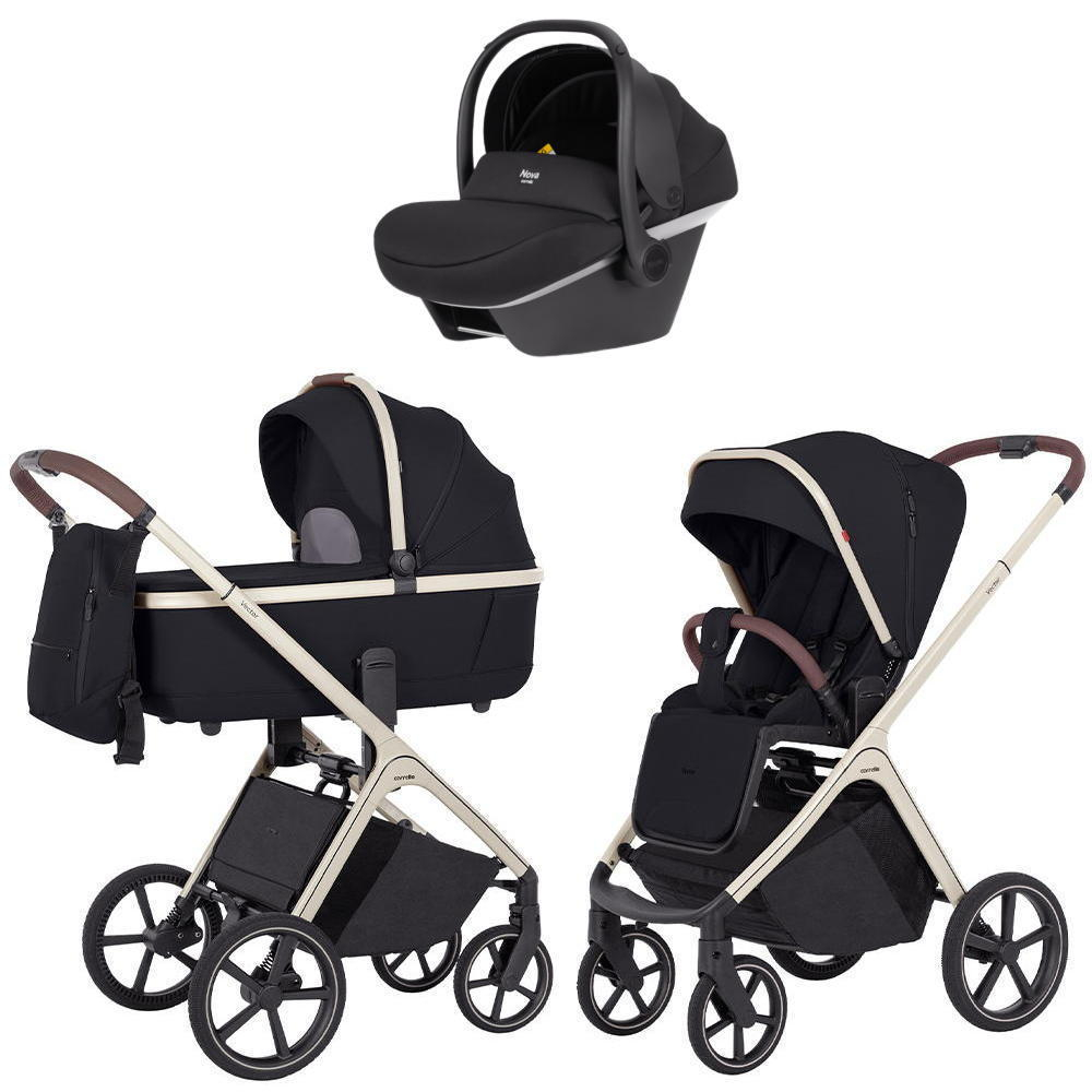 Коляска Carrello Vector CRL-6550 Nova DK791 Grey Line с базой Isofix 3 в 1 Pearl Black
