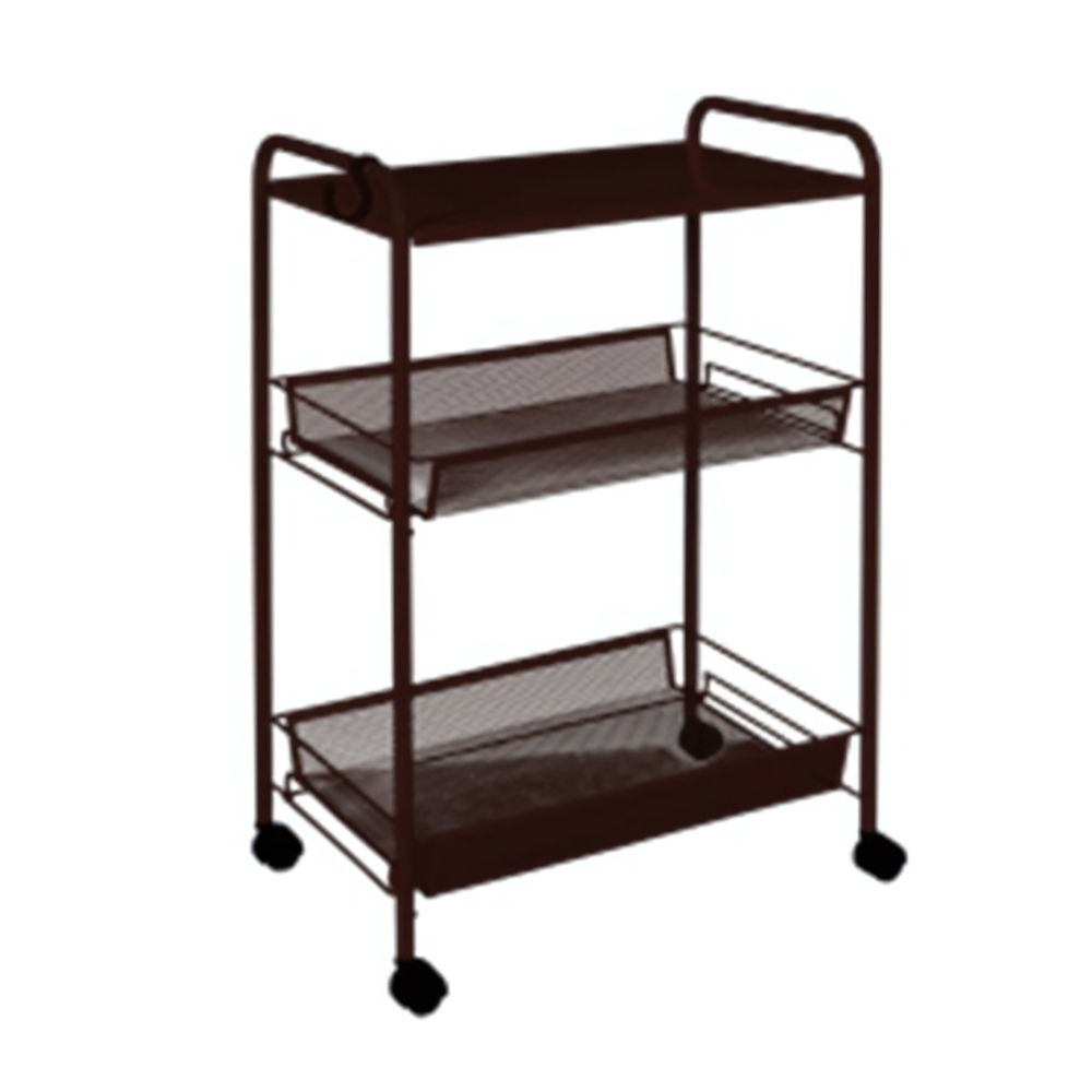 Этажерка "Ладья 33 КС" 2 полки + столешница на колесиках медный антик