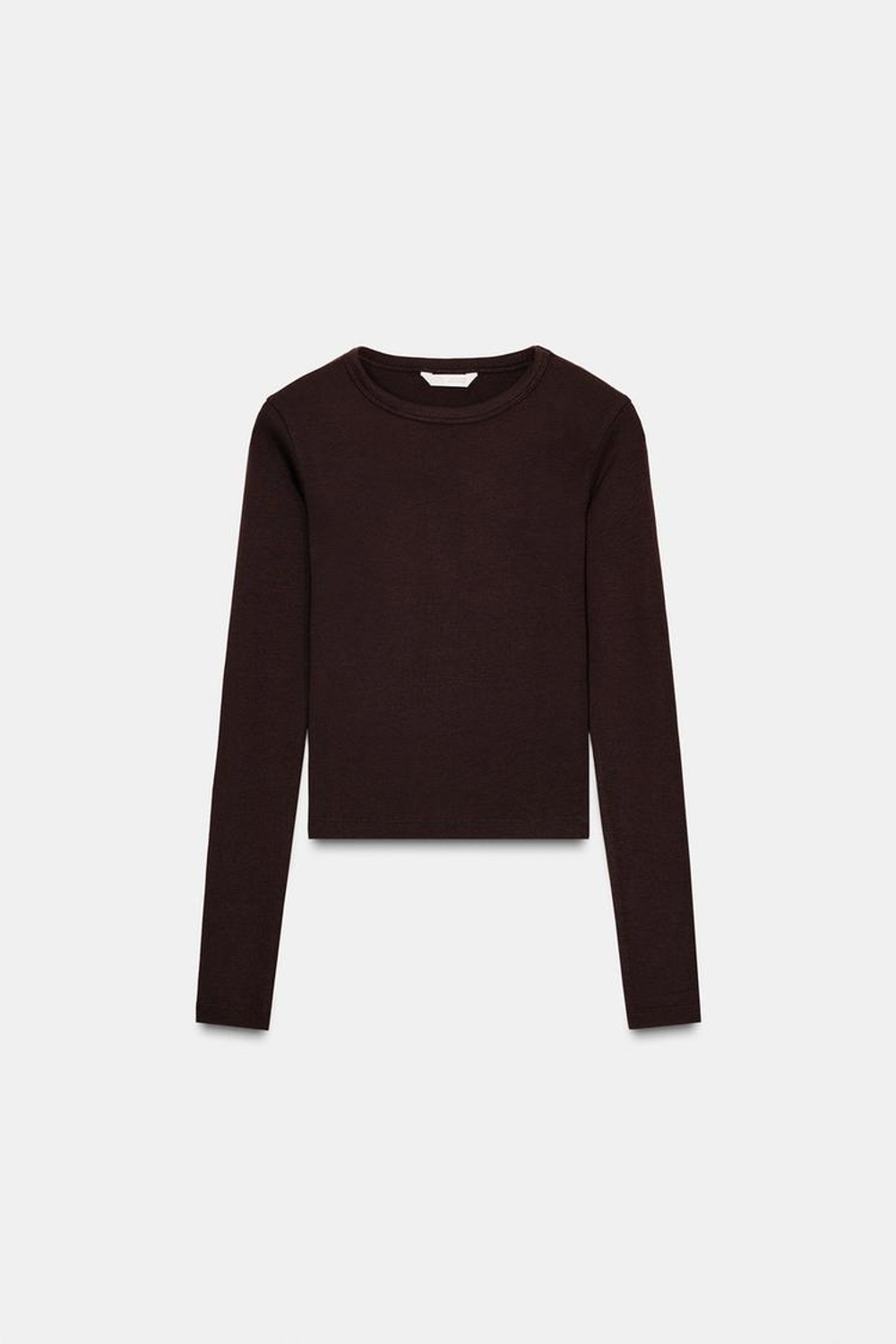 ZARA ФУТБОЛКА С ДЛИННЫМИ РУКАВАМИ, КОРИЧНЕВЫЙ