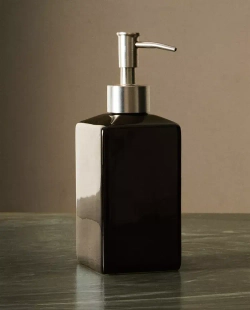 ZARA HOME БЛЕСТЯЩИЙ ДОЗАТОР ДЛЯ МЫЛА ИЗ ФАЯНСА, ЧЕРНЫЙ