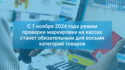 С 1 ноября 2024 года режим проверки маркировки на кассах станет обязательным для восьми категорий товаров