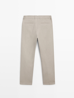 Massimo Dutti Зауженные льняные брюки, бежевый