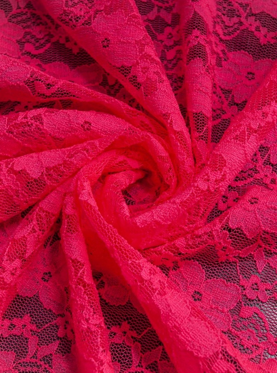 Гипюр стрейч неон корал