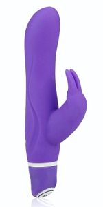Фиолетовый силиконовый вибратор со стимулятором клитора - 21 см. (Цвет: фиолетовый)