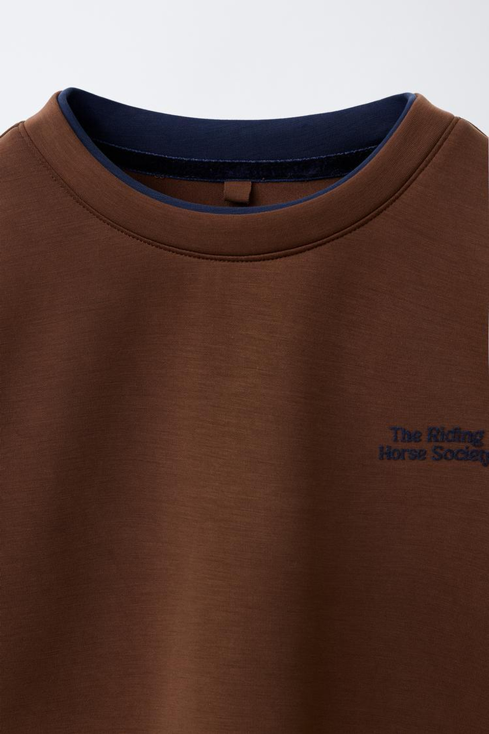 ZARA ТОЛСТОВКА ИЗ МОДАЛА С КОНТРАСТНЫМ ВОРОТНИКОМ, КОРИЧНЕВЫЙ