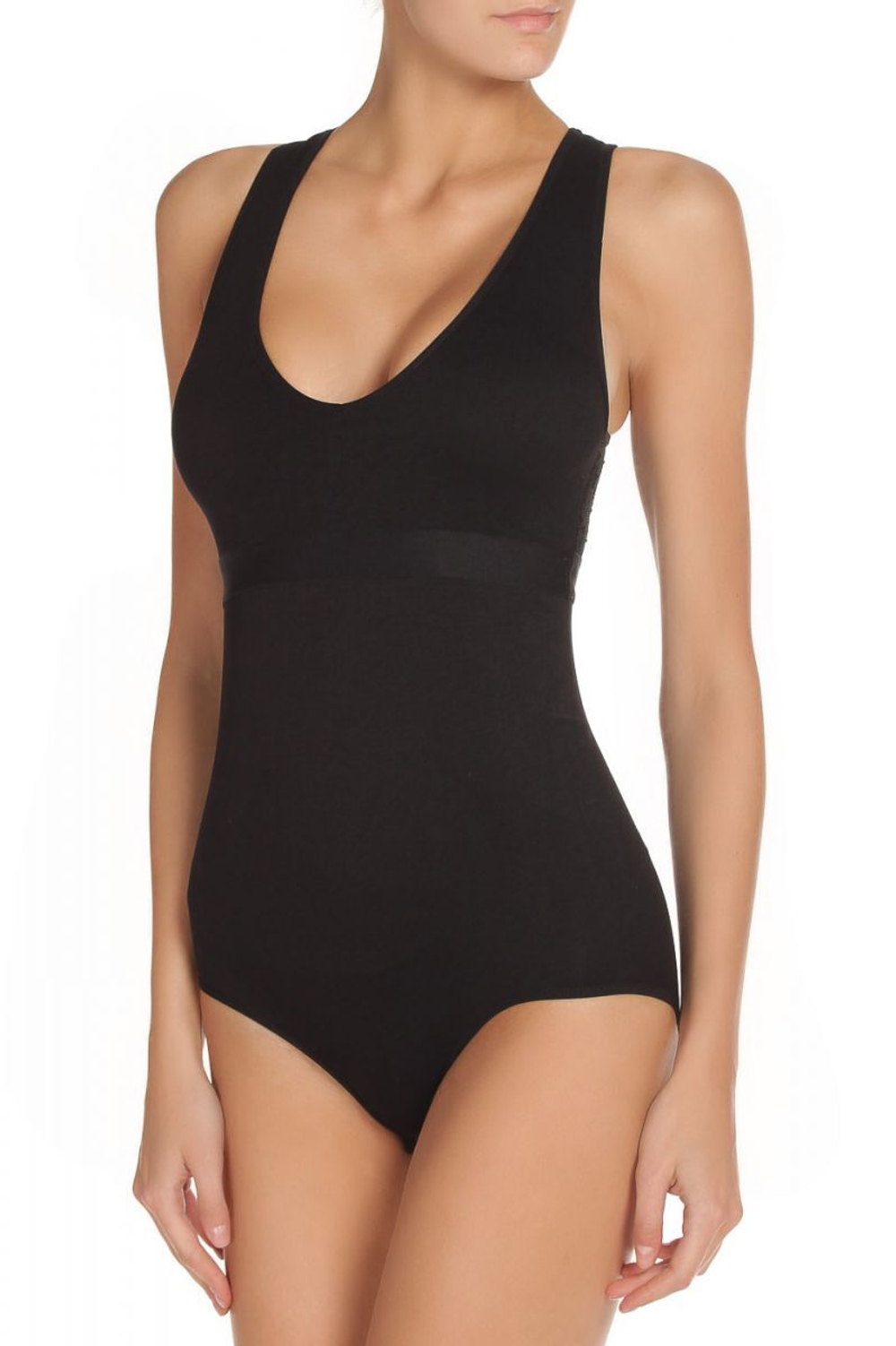 Бесшовное боди из микрофибры (Размер: XL) (Цвет: черный)