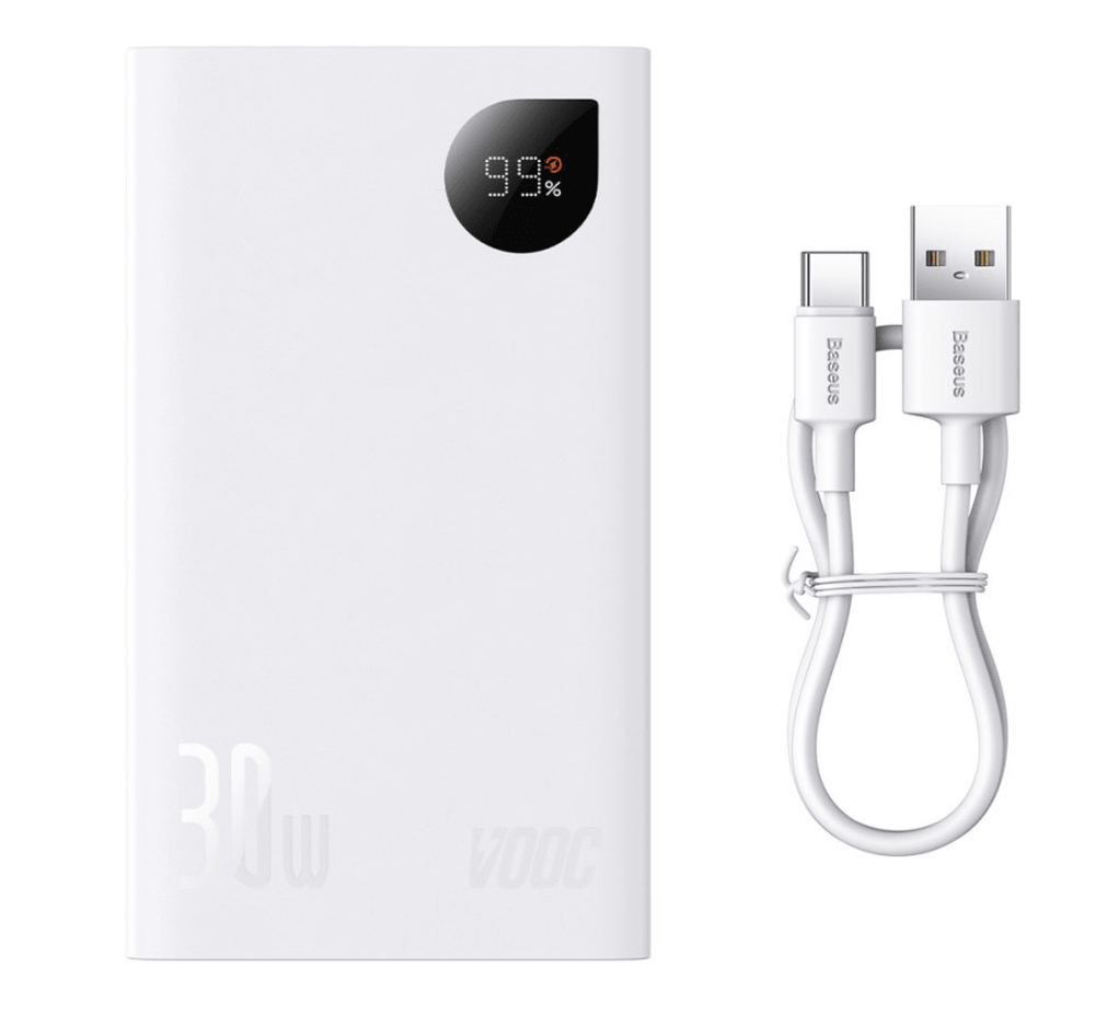 Внешняя АКБ Baseus Adaman Digital Display 30W VOOC 20000 мАч-Белый
