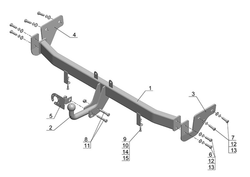 Фаркоп для Kia Rio III седан 2011-2017 Тип шара: A. Нагрузки: 1000/75 кг, KI 22