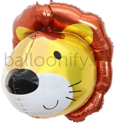 Шар (28''/71 см) Фигура, 3D Голова, Лев, 1 шт. в уп.