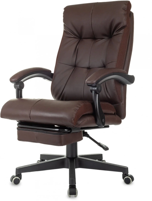 Кресло руководителя Бюрократ CH-824MSG-BF коричневый эко.кожа/ткань крестов. пластик подст.для ног