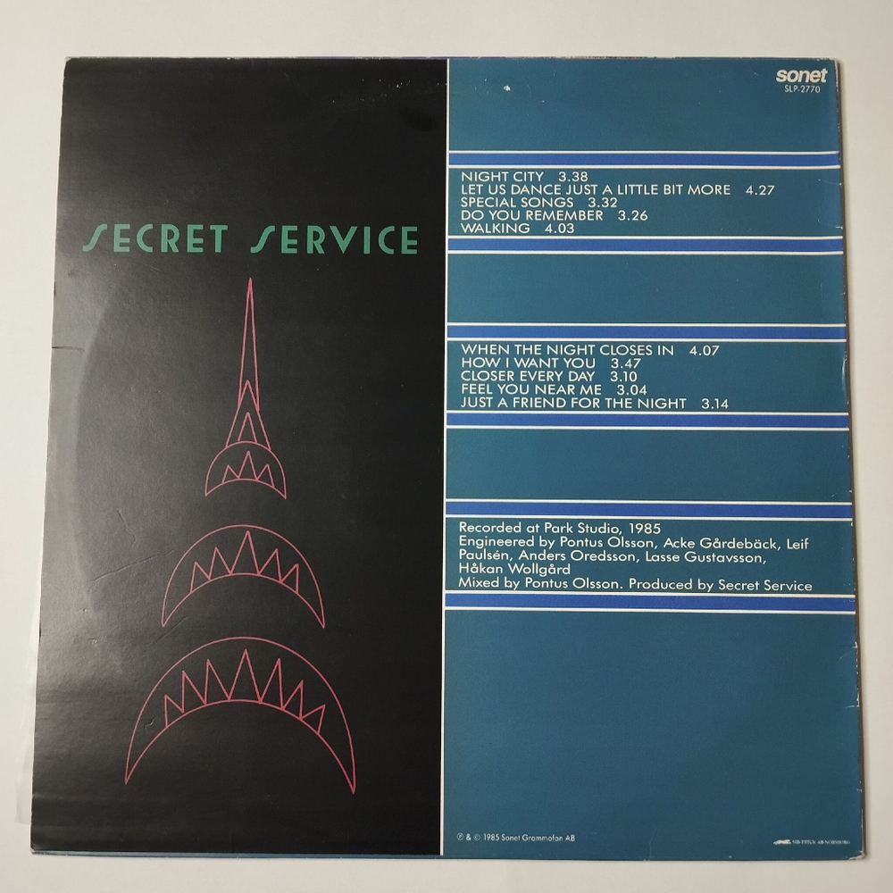 Винтажная виниловая пластинка LP Secret Service When The Night Closes In (Sweden 1985)