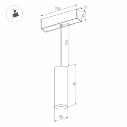 Светильник MAG-SPOT-HANG-45-R50-7W Warm3000 (BK, 24 deg, 24V) (Arlight, IP20 Металл, 5 лет) 027007
