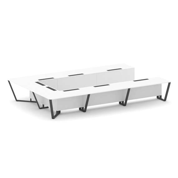 Steel Meet Стол переговорный П-образный KDK-PR.B.SP-15P Белый Бриллиант/Металл Антрацит 4800*3200*75