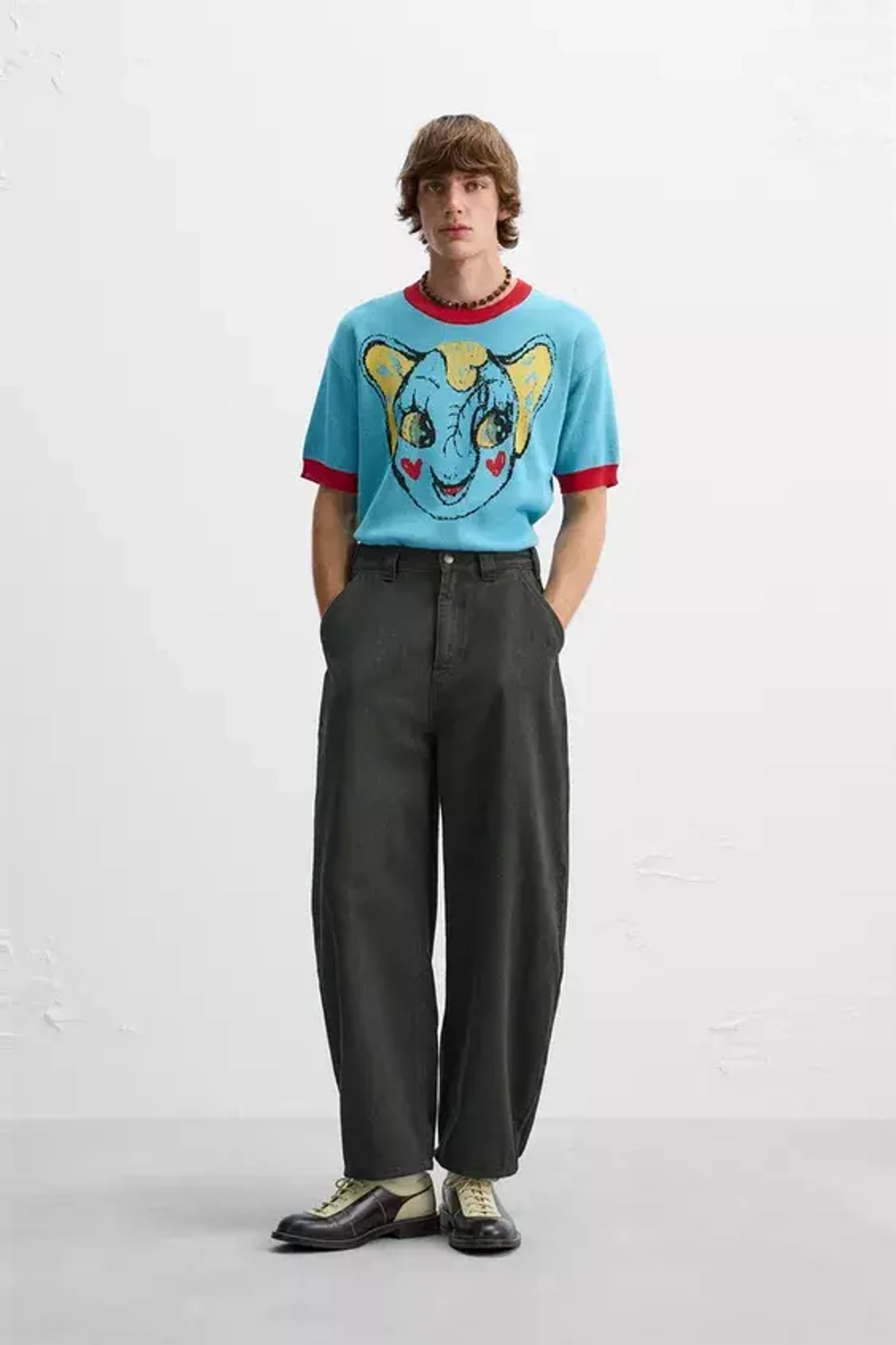 ZARA X HARRY LAMBERT ШИРОКИЕ БРЮКИ, ТЕМНО-КОРИЧНЕВЫЙ