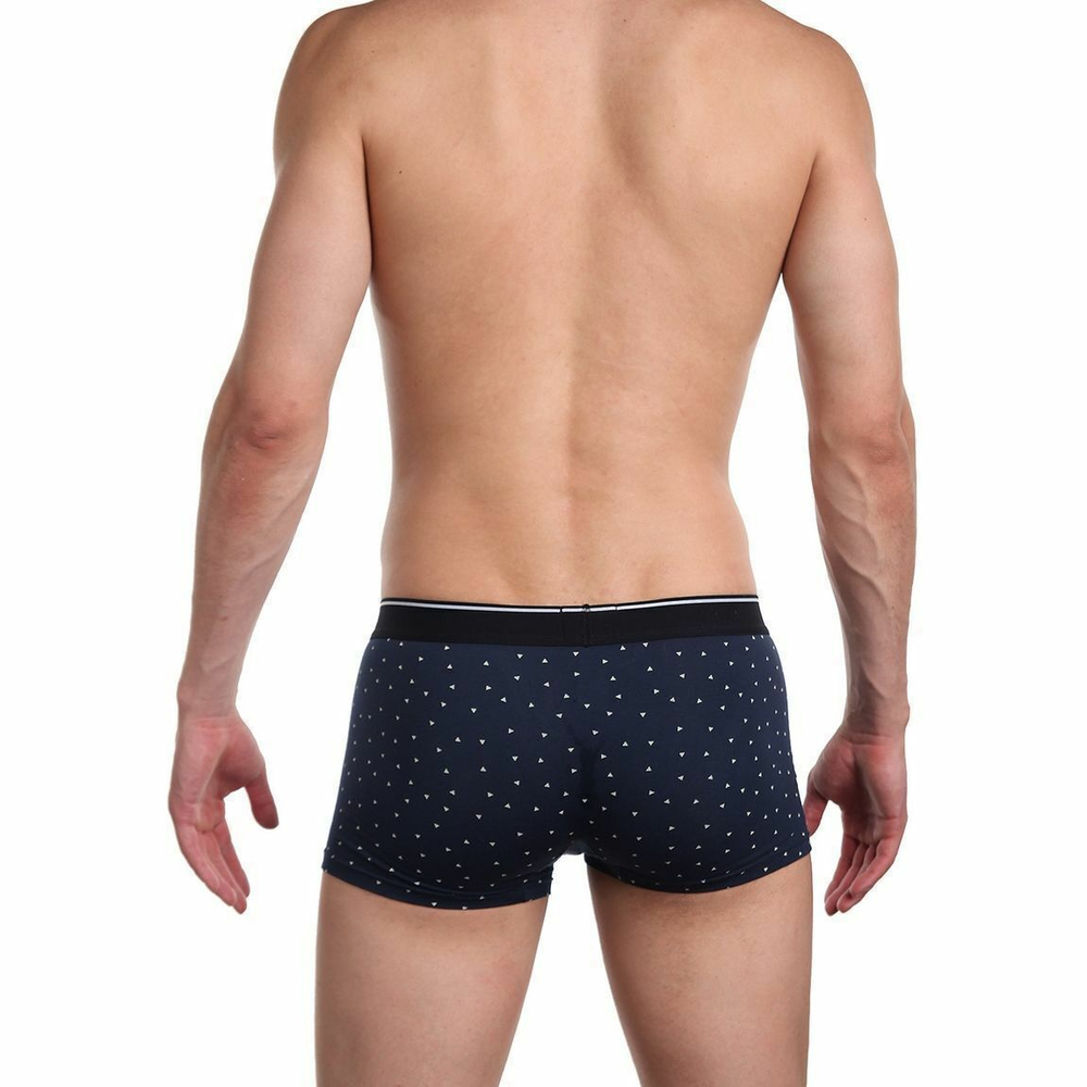 Трусы-боксеры с мелким принтом в виде треугольников (Размер: XL) (Цвет: синий)