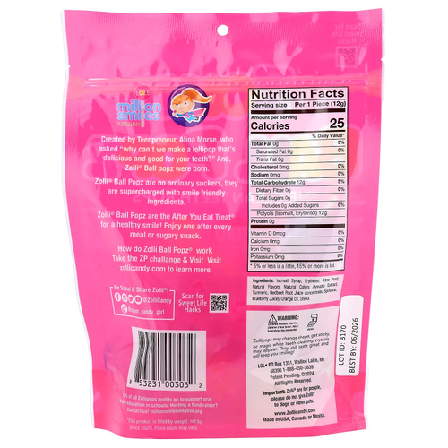 Zollipops, Zolli®, фруктовые шарики, 147 г (5,2 унции)
