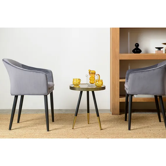 Журнальный столик Hedda Ø40 см, мрамор/матовое золото