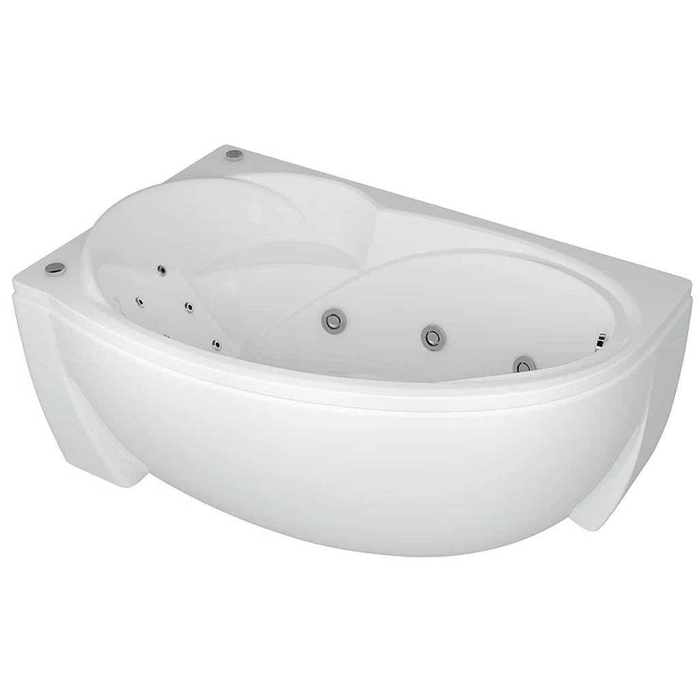 Акриловая ванна Aquatek Бетта 160x97 L BET160-0000006 с гидромассажем с фронтальной панелью с каркасом (разборный) со слив-переливом