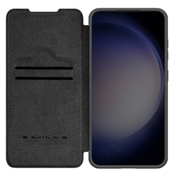 Кожаный чехол книжка с откидной крышкой для камеры от Nillkin для Samsung Galaxy S24, серия Qin Prop Leather Case