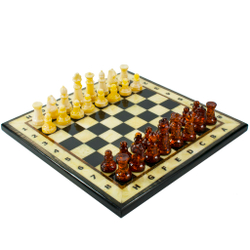 Янтарные шахматы "Коньяк и молоко" 25 на 25 см