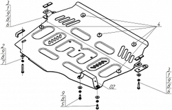 Защита картера двигателя, КПП. 2 мм, Сталь. для Honda Accord VIII 2008-2012, Motodor.70816