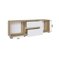 Тумба под телевизор Плейона, Дуб Делано, Белый