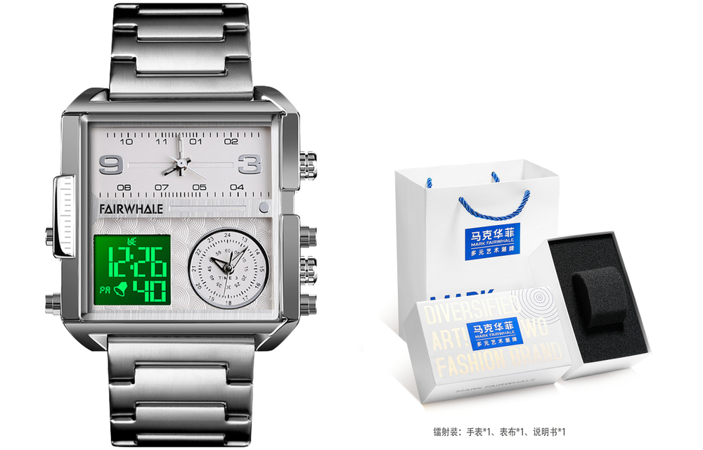 FAIRWHALE Born For Trend Collection Men"s Watch Quartz Movement Stainless Steel Watchband Watch Men"s Watches