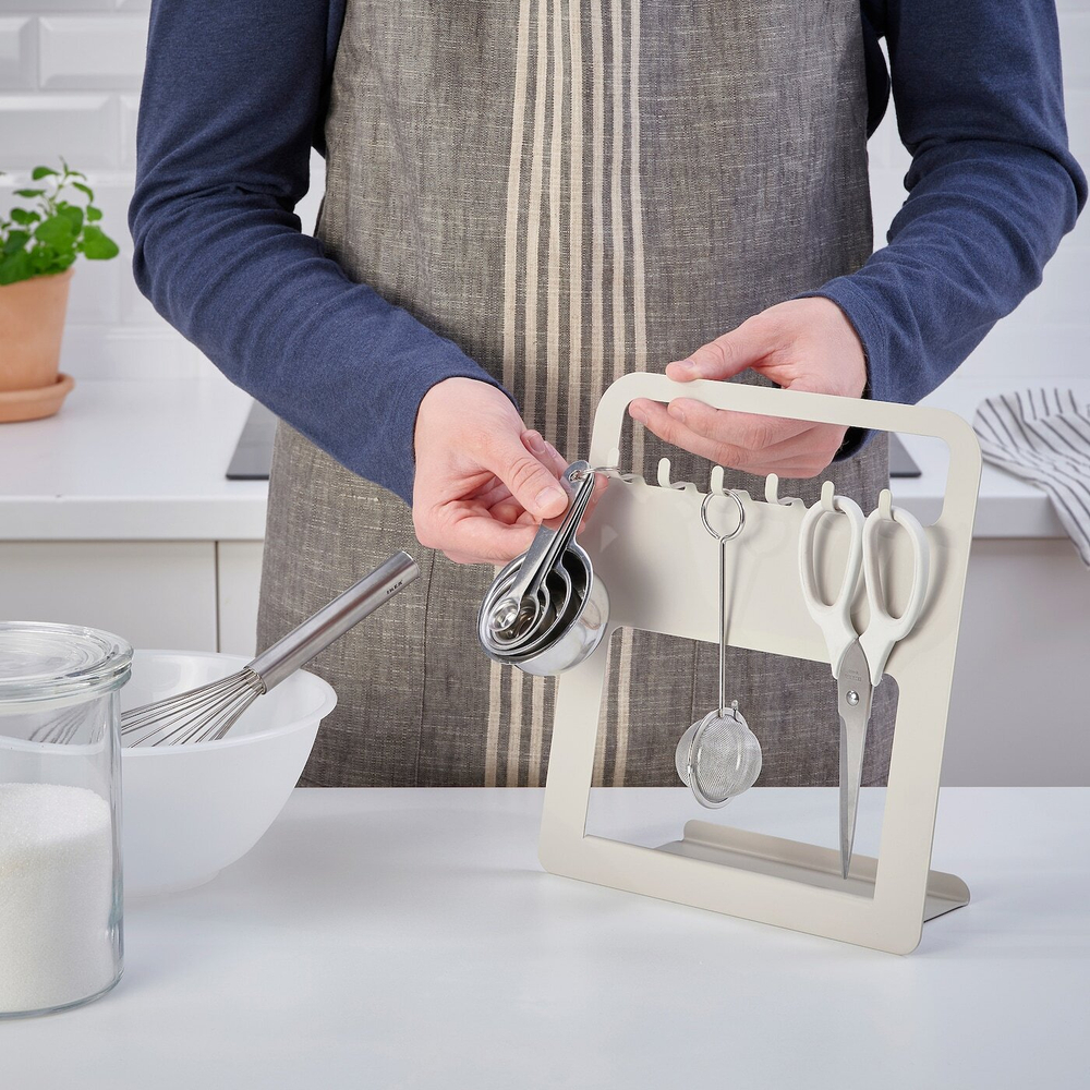 IKEA UPPFYLLD  (ИКЕА УППФЙЛЛД)  -  Держатель для кухонных принадлежностей, светло-серый/бежевый, 28x10 см