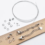 Набор для закрепки с ювелирным тросиком Flexy7/SakuLux 0,3 мм, цвет серебро (родий)