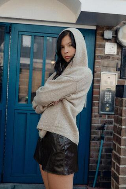 ZARA ШЕРСТЯНАЯ КУРТКА С КАПЮШОНОМ, БЕЖЕВЫЙ