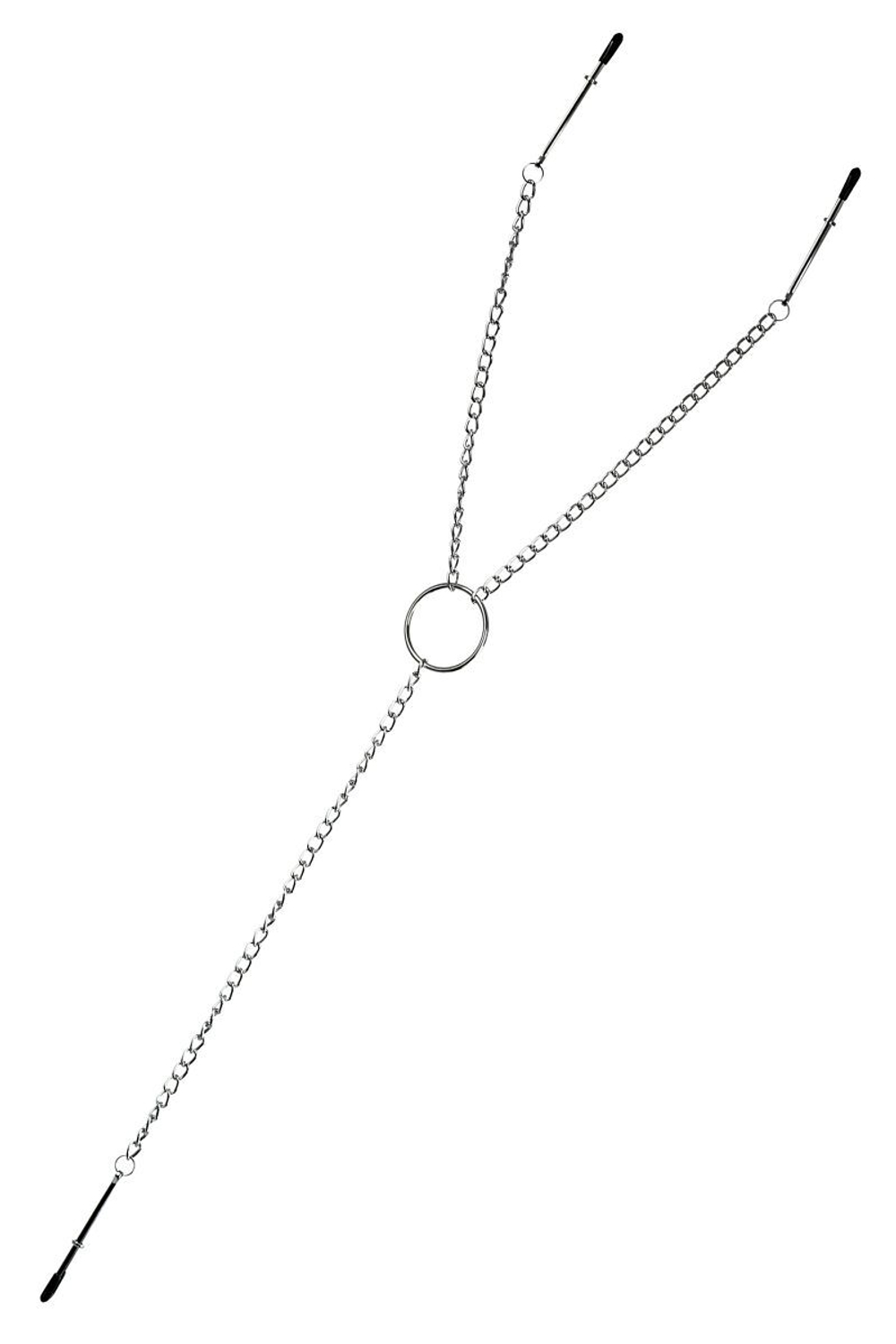 Серебристые зажимы для сосков и клитора на цепочке (Цвет: серебристый)