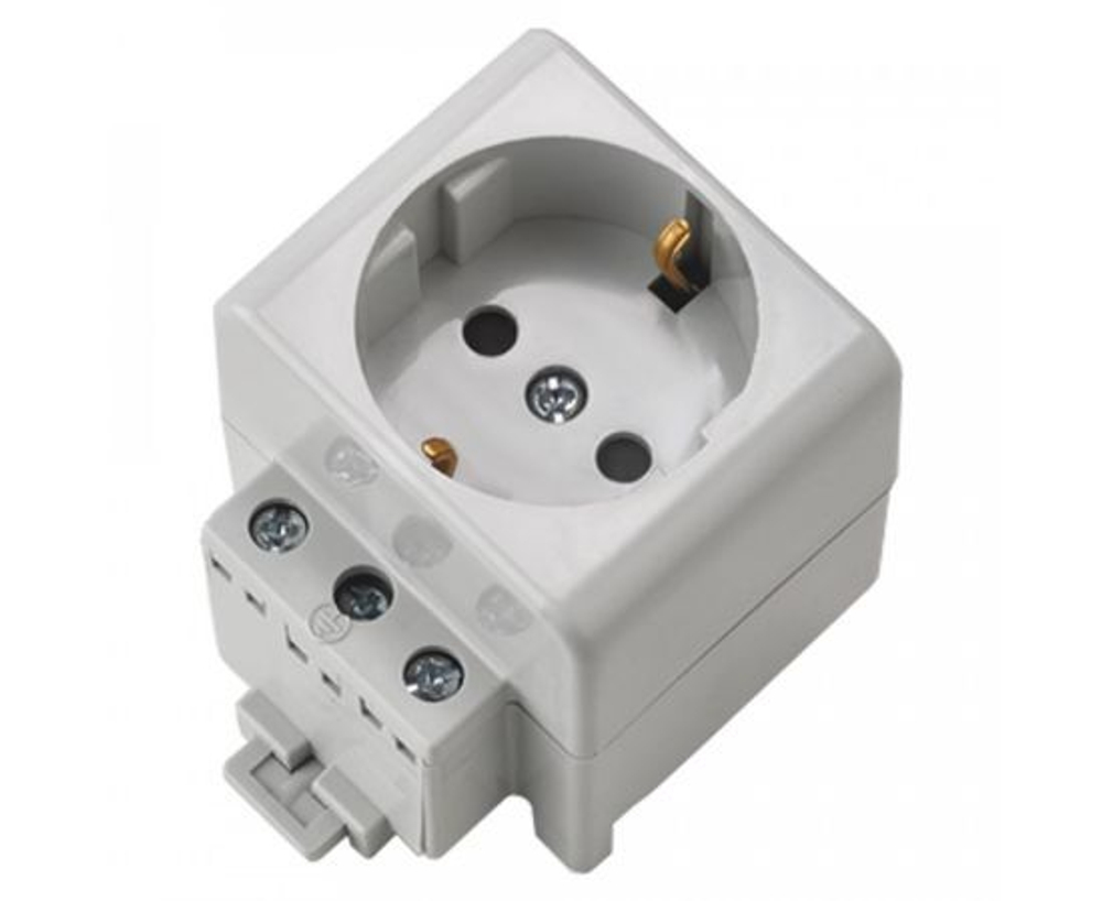 Розетка на DIN-рейку Bylectrica с заземлением РР16-9122 серый