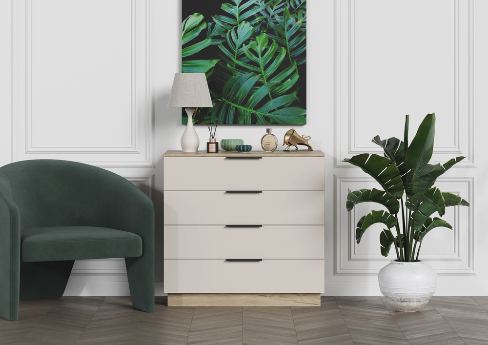 Комод для одежды с ящиками Дуб Крафт Серый/Кашемир 85х81х44,9 см