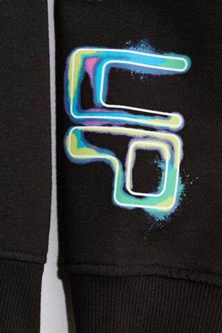 H&M Толстовка с капюшоном и принтом, черный