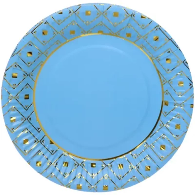 Тарелка бумажная 18 см в наборе 10 шт «Элегант», голубой