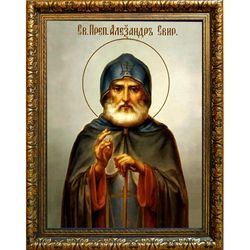 Александр Свирский Преподобный. Икона на холсте.