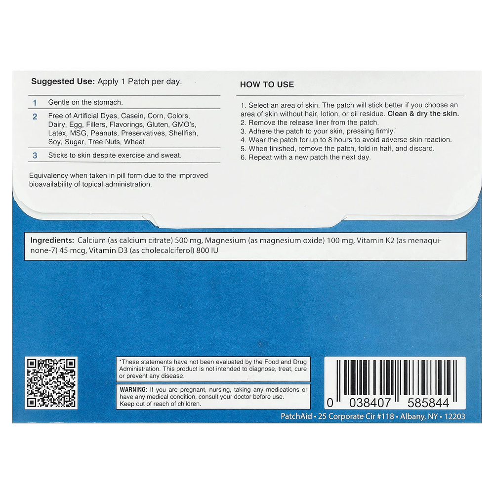 PatchAid, патчи с витамином D3 и кальцием для детей, 30 шт.