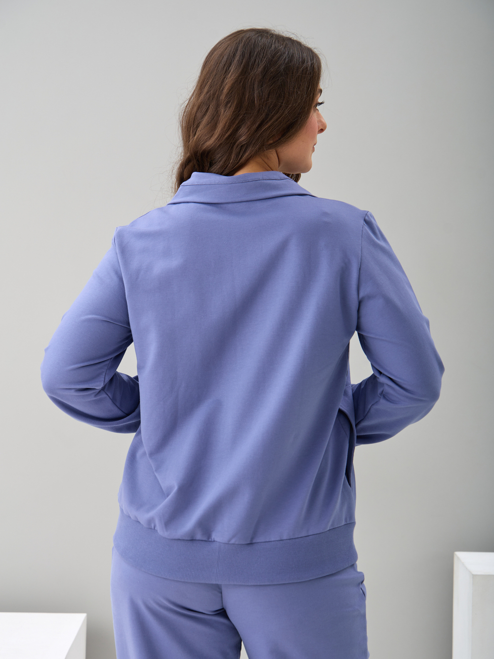 Костюм с брюками КБ-384/серо-фиолетовый-п