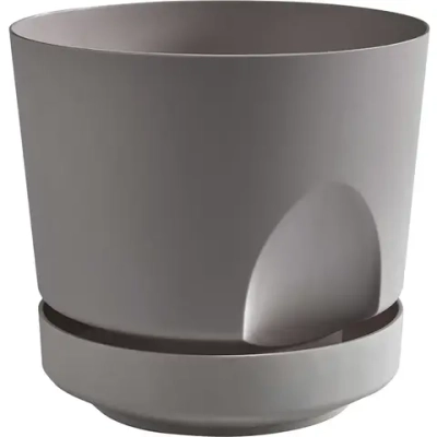 Кашпо для цветов пластиковое 0,8л d-12см «Тренд»с поддоном Серый жемчуг